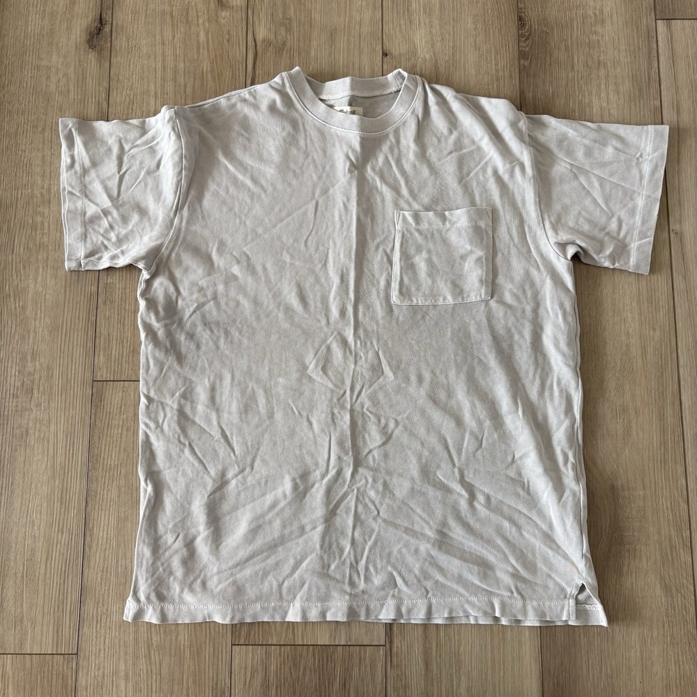 Madewell Oversized Pocket Tee Womens‎ XS Light Gray Garment-Dyed Relaxed